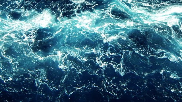 water surface, seascape of wild water and ocean waves, seamless loopable video