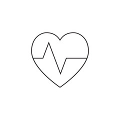 Heartbeat symbol. heart beat pulse line icon, outline vector logo illustration, linear pictogram isolated on white