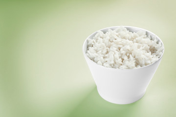 Bowl of rice on white background