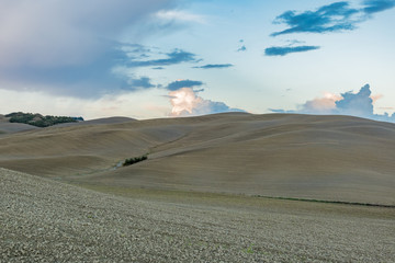 panorama of Siena in the Val d'Orcia and the Chianti hills