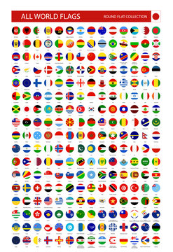 Flat Round Icons of All World Flags