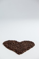 Coffee beans forming heart shaped