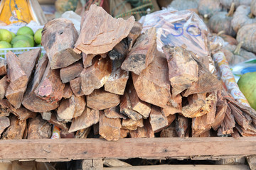 Pile of pine ready for sale in the market.