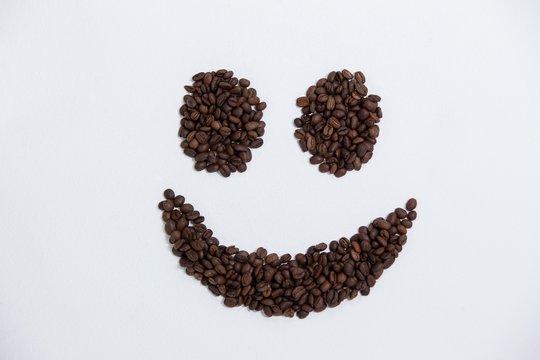 Coffee beans forming smiley