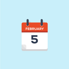 5. february calendar, vector illustration