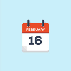 16. february calendar, vector illustration