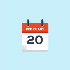 20. february calendar, vector illustration