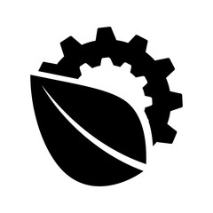 leaf with gear ecology symbol vector illustration design