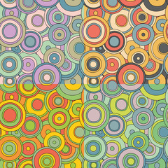 set of 4 bright psychedelic circles pattern