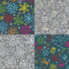 set of 4 seamless christmas  pattern