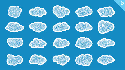 Cartoon clouds set on blue background