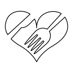 heart with fork and knife vector illustration design