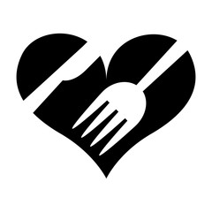 heart with fork and knife vector illustration design