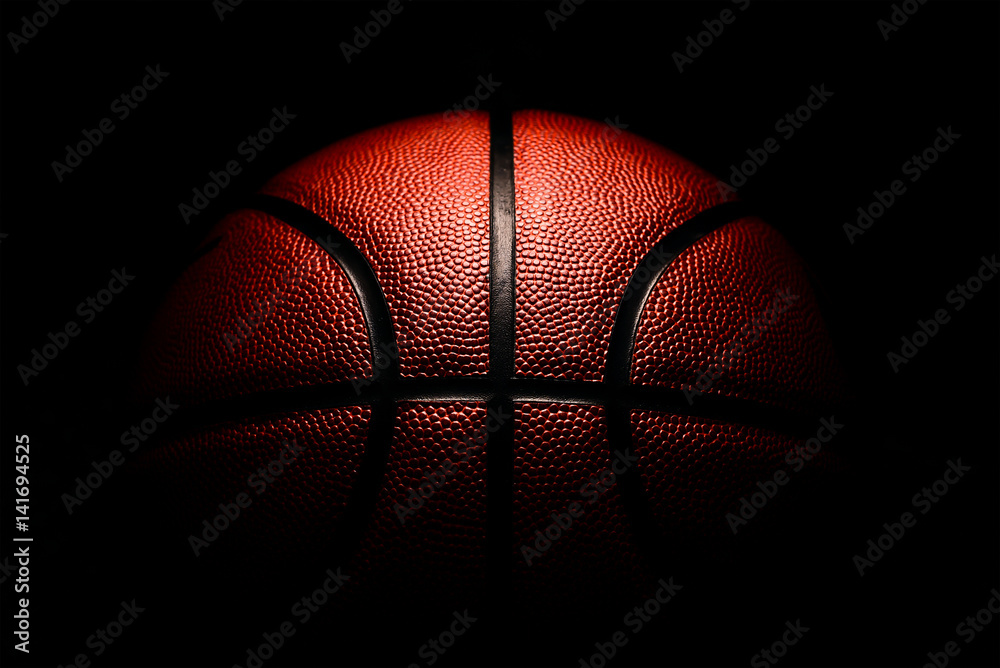 Canvas Prints basketball on black background.