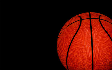 basketball on black background.