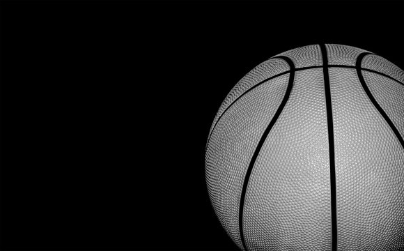 basketball on black background.