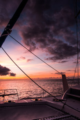Naklejka premium Sailing yacht catamaran sailing in the sea. Sailboat. Sailing.