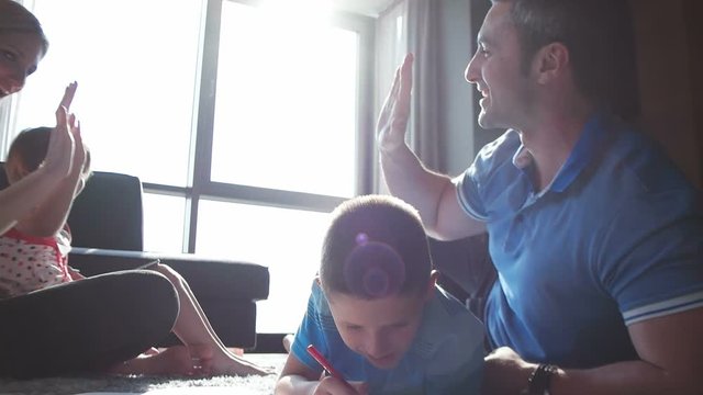 cuple spending time with kids