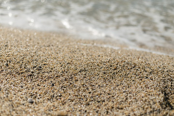 Fototapeta na wymiar Beautiful sand at Cleopatra beach in Alanya Turkey