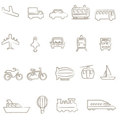 やさしい線画　乗り物　アイコン素材