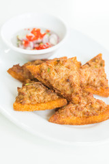 Fried bread with minced pork spread