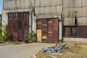 Old ruined and abandoned factory in the industrial zone