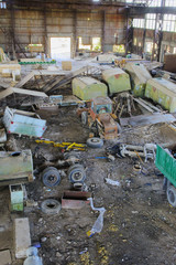 Old ruined and abandoned factory in the industrial zone