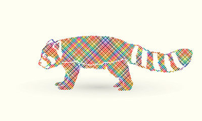 Red Panda side view designed using colorful pixels graphic vector.