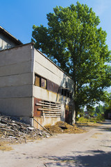 Old ruined and abandoned factory in the industrial zone