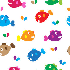 fish seamless pattern, vector background, kid theme