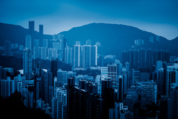 view of Hong Kong apartment block in China.