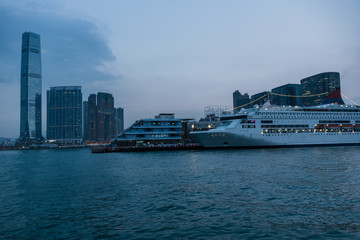 view of victoria harbor in Hong Kong,China.