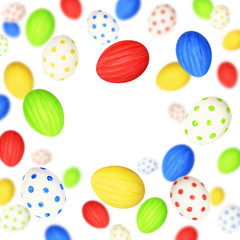 Colorful Easter eggs on green background