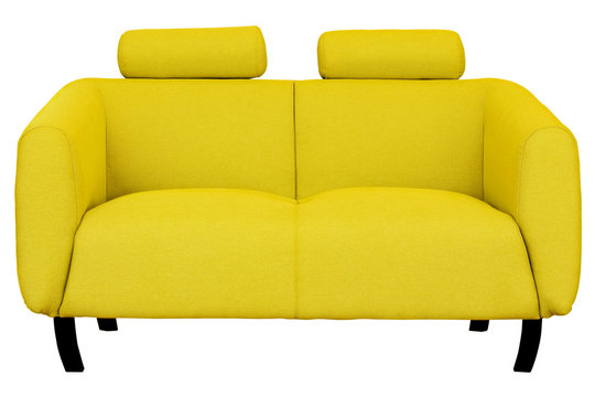 Yellow Two-seat Sofa Isolated On White Background