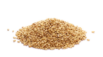 Wheat pile side view on white background