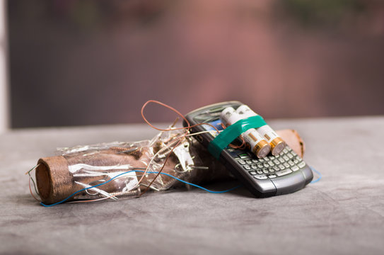 Close up shot of improvised explosive device bomb