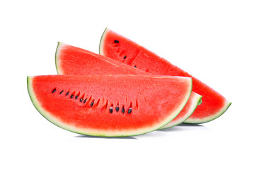 Slice of fresh watermelon isolated on white background