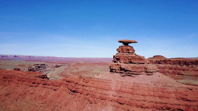 aerial view over the utah desert approaching mexican hat