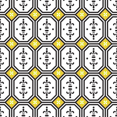 Fototapety  Ceramic tiles mediterranean seamless pattern. Geometric retro shapes vector texture for ceramic design, textile and wallpaper.
