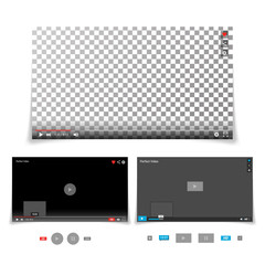 Video Player Interface Template Vector. With Progress Bar And Control Buttons Full Screen, Volume, Time