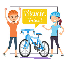 Festival of Cycling for Health. Exercise lightly.Couple relax.