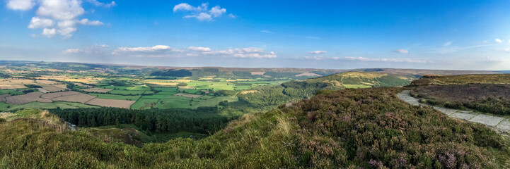 View across the North York Moors from Cleveland Way between Clay Bank and Wainstones, near Stokesley, North Yorkshire, UK