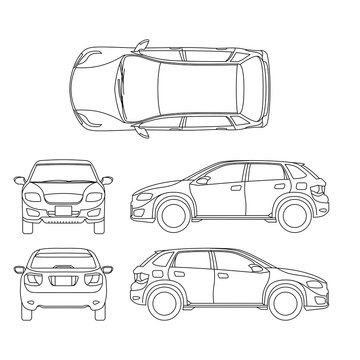 Offroad suv auto outline vector vehicle