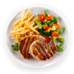 Roast steaks with french fries
