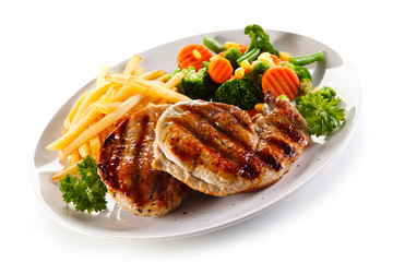 Roast steaks with french fries