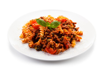 Pasta with meat and tomato sauce
