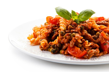 Pasta with meat and tomato sauce