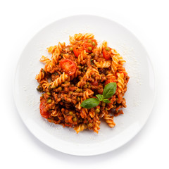 Pasta with meat and tomato sauce