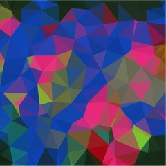 Abstract background of small triangles of polygon blue and yellow and green and pink fragments of sharp flowers and leaves throughout the drawing