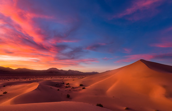 Sand Dunes At Sunset